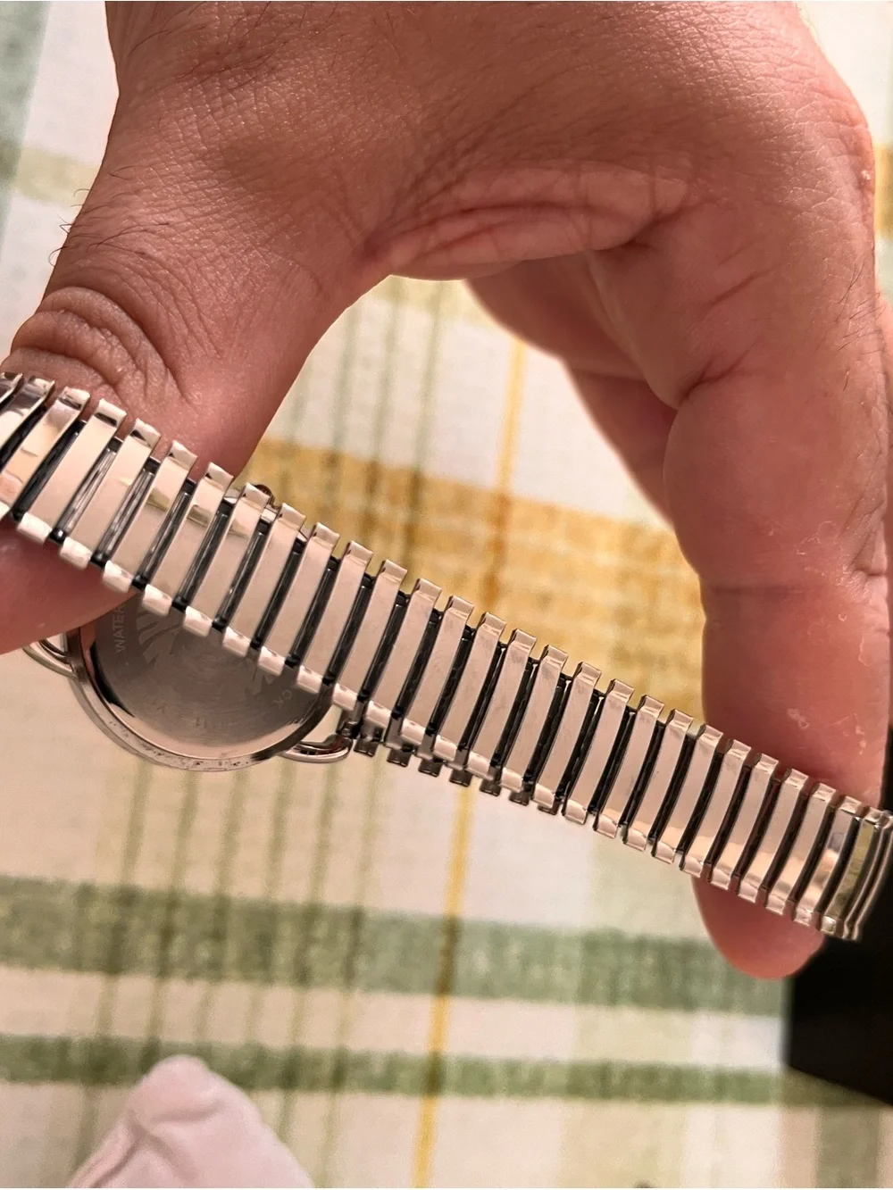 Anne Klein Black Dial Silver-Tone stretch band Bracelet Watch